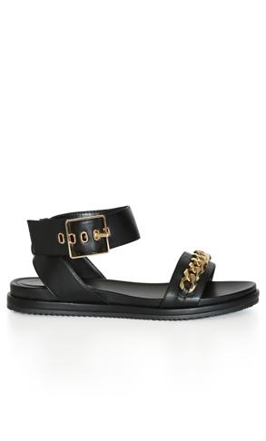 Wide Fit Chunky Chain Sandal Black | Evans