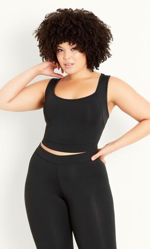 Plain Crop Top Black | Evans