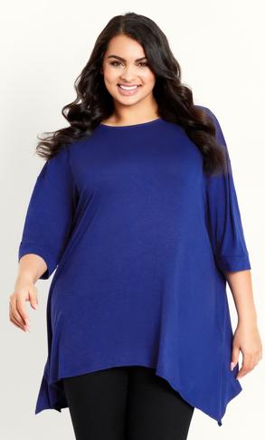 Evans Blue Essential Hanky Hem Top | Evans