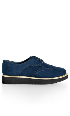 Greer Navy Brogue Wide Fit Shoes | Evans