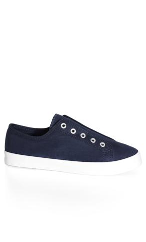 Evans Navy WIDE FIT Laceless Trainer | Evans