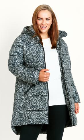 Printed Padded Long Coat Animal | Evans