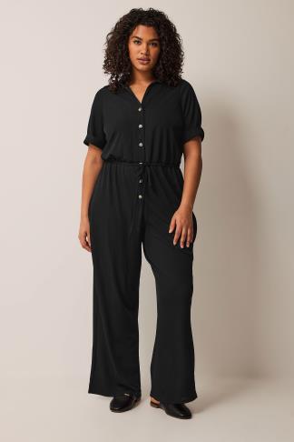 EVANS Plus Size Black Jersey Jumpsuit | Evans