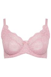 YOURS Plus Size Pink Swirl Lace Underwired Non-Padded Bra | Yours Clothing 5