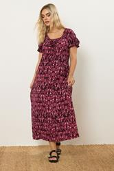 YOURS Plus Size Pink Floral Print Textured Maxi Dress | Yours Clothing 1