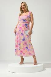 YOURS LONDON Plus Size Nude Floral Ruffle Dress 3