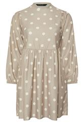 LIMITED COLLECTION Plus Size Beige Brown Polka Dot Textured Dress | Yours Clothing 6