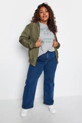 YOURS Plus Size Grey Marl 'Downtown' Slogan Print T-Shirt | Yours Clothing 2