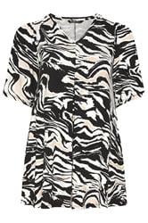 YOURS Curve Black Zebra Pleat Front Top