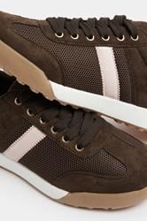 Brown Side Stripe Gum Sole Trainers In Extra Wide EEE Fit | Yours Clothing 5