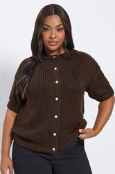 YOURS Plus Size Chocolate Brown Short Sleeve Cardigan Yours Clothing 3