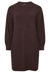 YOURS Plus Size Chocolate Brown Balloon Sleeve Sweatshirt Dress | Yours Clothing 5