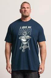 BadRhino Big & Tall Navy Blue Extra Long 'My BBQ' Graphic T-Shirt | BadRhino 3