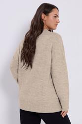 YOURS Plus Size Beige Brown Drop Shoulder Seam Detail Jumper | Yours Clothing 2