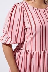 LIMITED COLLECTION Plus Size Pink Stripe Peplum Dress | Yours Clothing 4