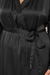 YOURS Plus Size Black Satin Robe | Yours Clothing 5