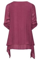 EVANS Plus Size Berry Red Double Layer Blouse | Evans 2