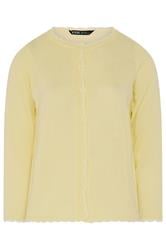 YOURS Curve Yellow Scallop Edge Cardigan