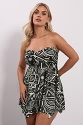 YOURS Plus Size Black Postcard Print Hanky Hem Tankini Top | Yours Clothing 2