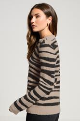 LTS Tall Beige Brown Knitted Zebra Print Jumper | Long Tall Sally 4