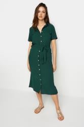 LTS Tall Women's Dark Green Button Through Midi Dress | Long Tall Sally 2