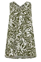 YOURS Plus Size Khaki Green Floral Swing Vest Top | Yours Clothing 5