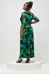 YOURS LONDON Plus Size Black & Green Abstract Mesh Maxi Dress | Yours Clothing 2