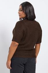 YOURS Plus Size Chocolate Brown Short Sleeve Cardigan Yours Clothing 2
