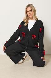 YOURS Plus Size Black Bow Detail Knitted Cardigan | Yours Clothing 4