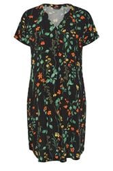 YOURS Plus Size Black Floral Pleat Front Tunic Dress | Yours Clothing 5