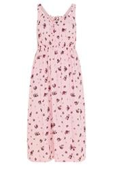 YOURS Curve Pink Floral Linen Milkmaid Dress