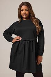 YOURS Plus Size Black 2-in-1 Poplin Jumper Dress | Yours Clothing 3