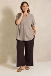 EVANS Plus Size Mocha Brown Overhead Utility Shirt | Evans 1
