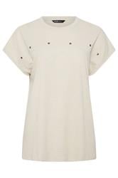 YOURS Curve Ivory White Stud Grown-On Sleeve T-Shirt