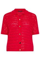 LIMITED COLLECTION Curve Red Crochet Shirt