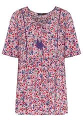 YOURS Curve Ditsy Pink Tie Neck Top
