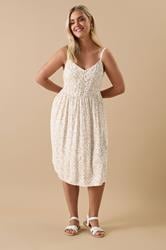 YOURS Plus Size White Ditsy Floral Print Strappy Sundress | Yours Clothing 2