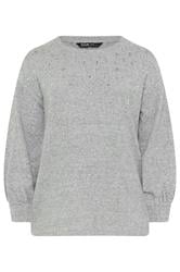 YOURS Curve Light Grey Diamante Embellished Jumper