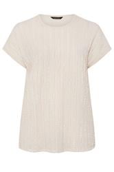 EVANS Curve Ivory White Textured Front Top