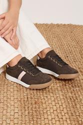 Brown Side Stripe Gum Sole Trainers In Extra Wide EEE Fit | Yours Clothing 3