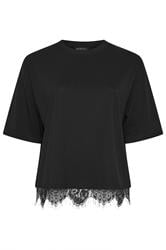 LIMITED COLLECTION Curve Black Lace Hem T-Shirt