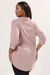 YOURS Plus Size Pink Cotton Placket Shirt | Yours Clothing 2