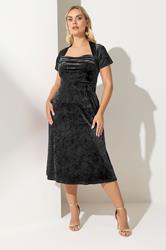 YOURS LONDON Plus Size Black Velvet Square Neck Midi Dress | Yours Clothing 1
