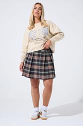 LIMITED COLLECTION Plus Size Black Check Pleated Mini Skirt | Yours Clothing 2
