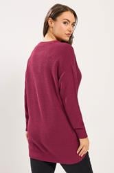 YOURS Plus Size Burgundy Red Essential Knitted Jumper 4