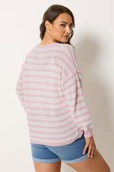 YOURS Plus Size Pink Stripe Knitted Cardigan | Yours Clothing 2