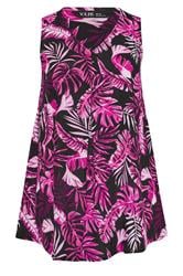 YOURS Curve Pink Palm Leaf Vest Top