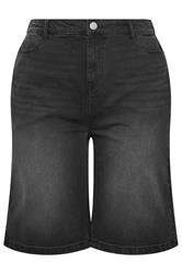 YOURS Plus Size Black Washed Denim Shorts| Yours Clothing 5