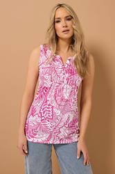 LTS Tall 2 PACK Navy Blue & Pink Floral Henley Vest Tops | Long Tall Sally 3