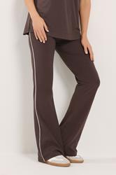 LTS Tall Chocolate Brown Striped Kick Flare Leggings | Long Tall Sally 1